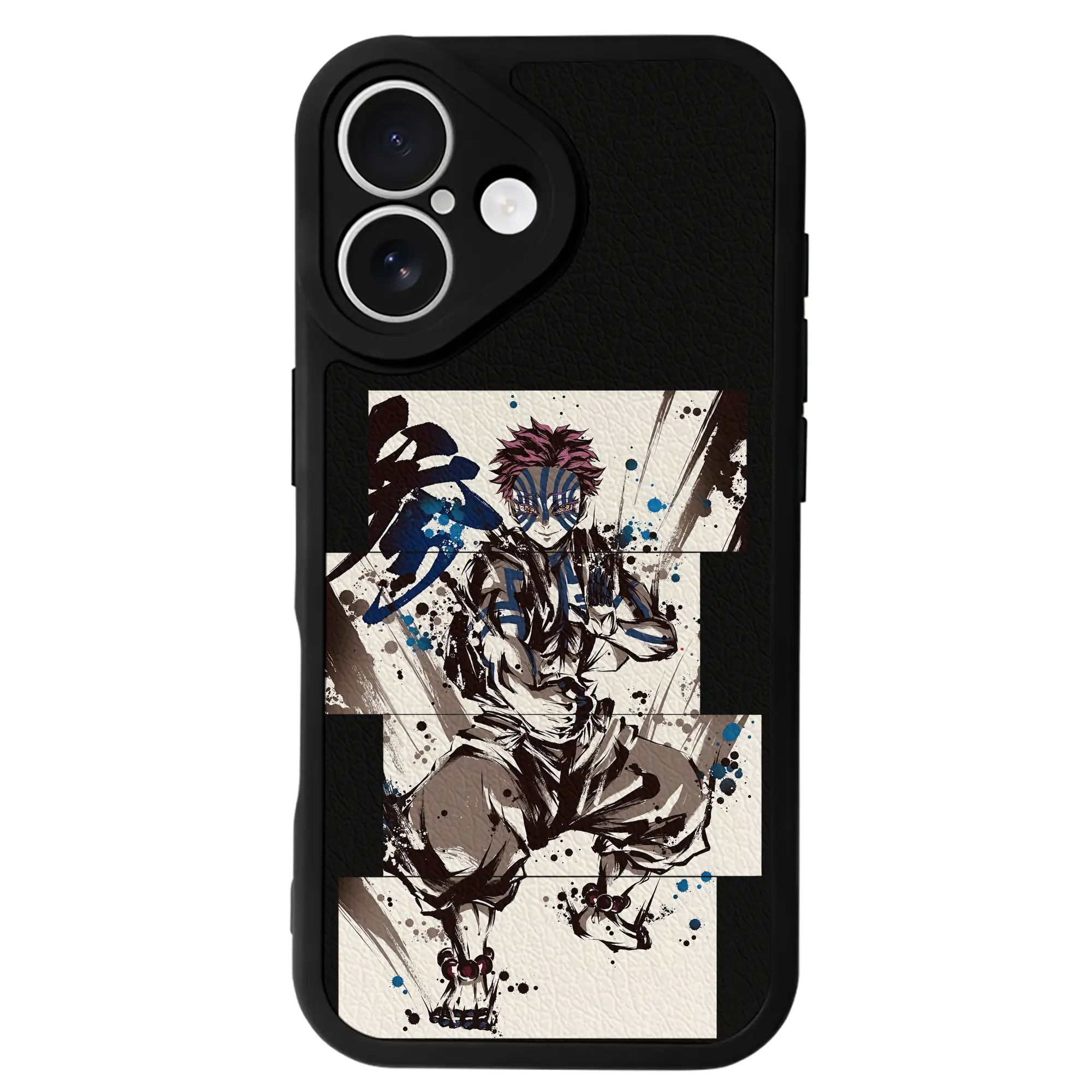 鬼滅の刃 グッズ,猗窩座 - IPhone 16シリーズ対応 ・ シリコンスマホケース ・ レザー調 ・ 高精度フィット ・ 耐衝撃 ・ ワイヤレス充電対応 ・ 精密カット